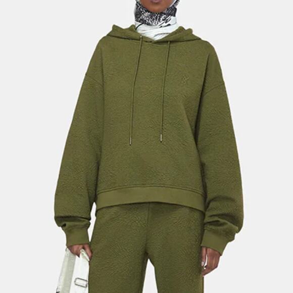 Daily Paper S NEW Womens Paniz Pattern Hoodie Four Leaf Clover Green Textured - Picture 1 of 9